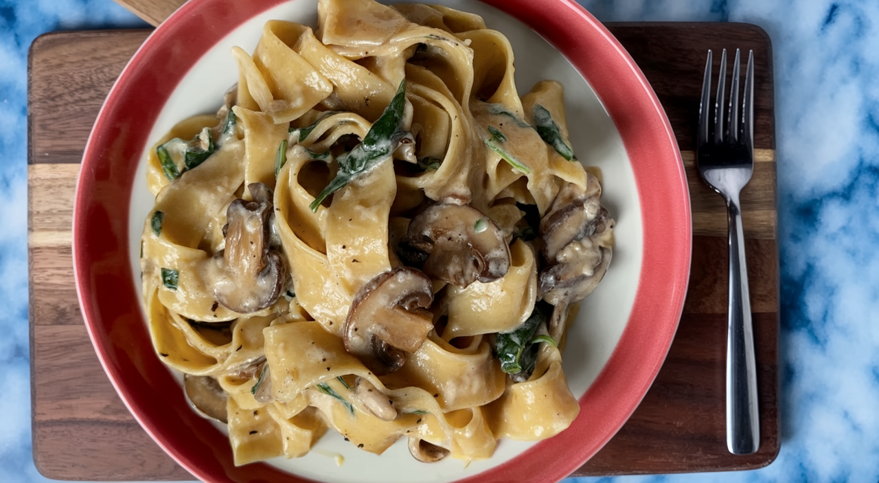 Lemon Herb Spinach Mushroom Pasta