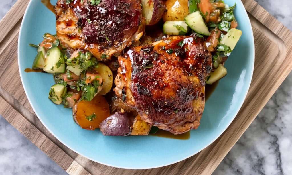 Pomegranate Molasses Chicken Thighs With Veggies