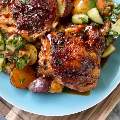 Pomegranate Molasses Chicken Thighs With Veggies