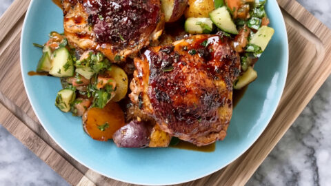 Pomegranate Molasses Chicken Thighs With Veggies