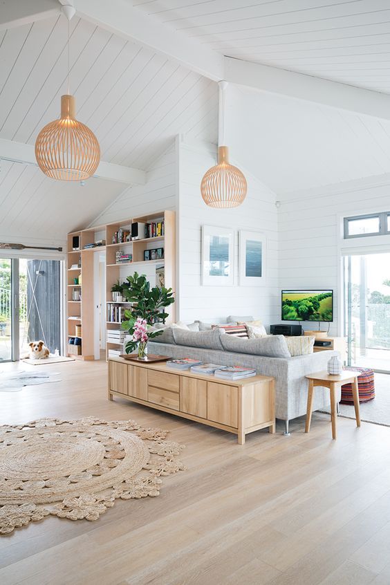 Wooden Media Console With Open Shelving for Books