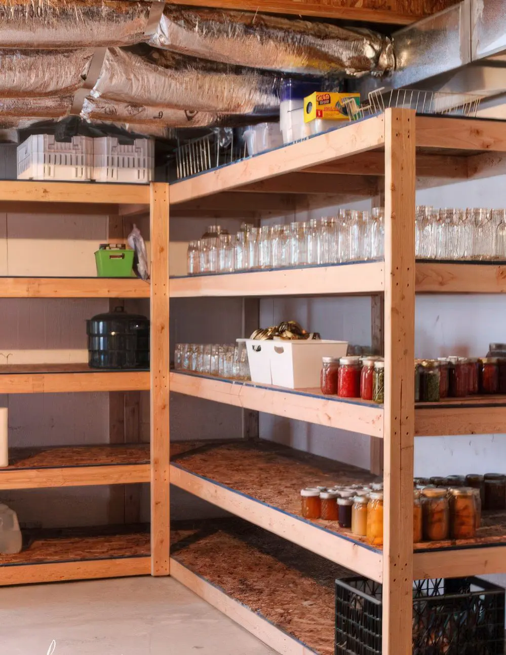 Wooden Shelving for Storing and Displaying Preserved Goods