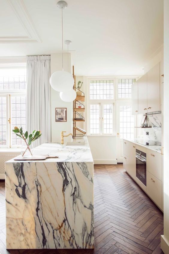 Marble Waterfall Island with a Single Stem Vase