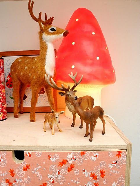 Enchanting Mushroom Lamp with Woodland Critters