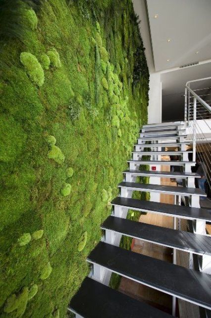 Frame a Staircase with an Organic Moss Wall