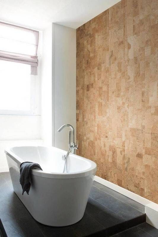Textured Cork Panels Add Warmth to a Modern Bathroom