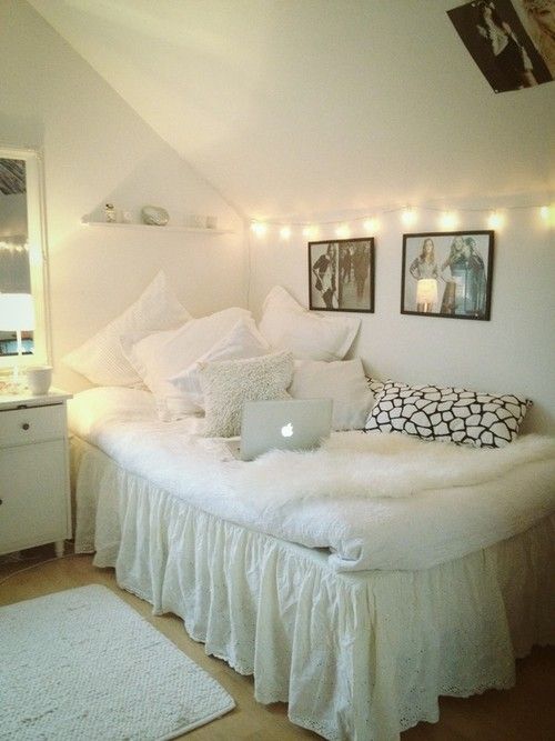 White Eyelet Bed Skirt Softens the Bed Frame