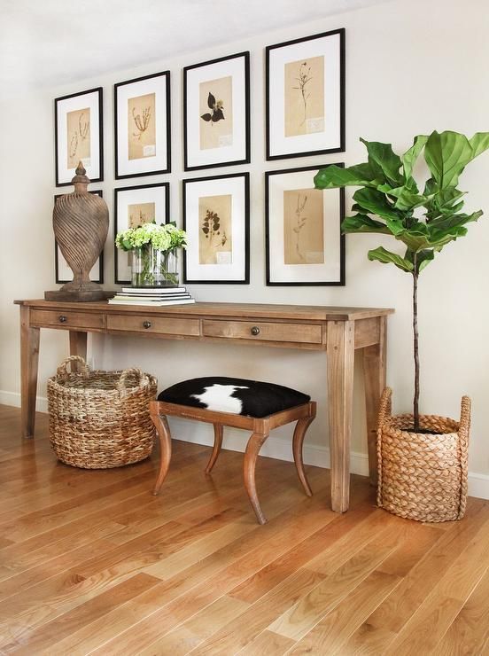 Botanical Prints Add Natural Elegance Above a Slim Console
