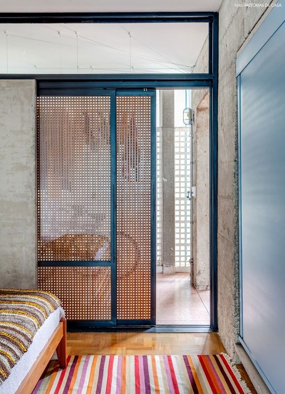 Wood Lattice Panels for Sliding Door Privacy