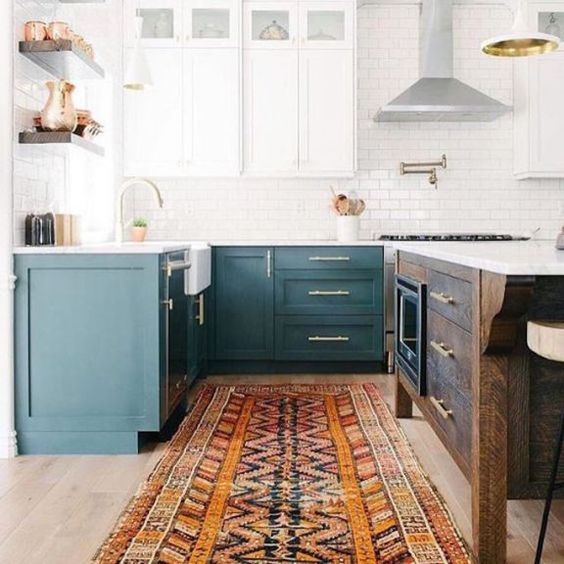Anchor Your Kitchen with Teal and Deep Blue Cabinet Bases