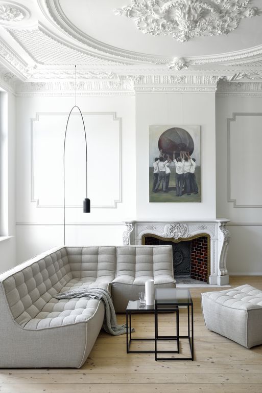 Curved Sectional Sofa With Tufted Cushions