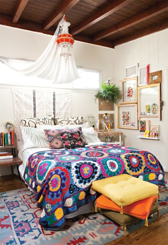 Layered Poufs Add Bright Color and Seating