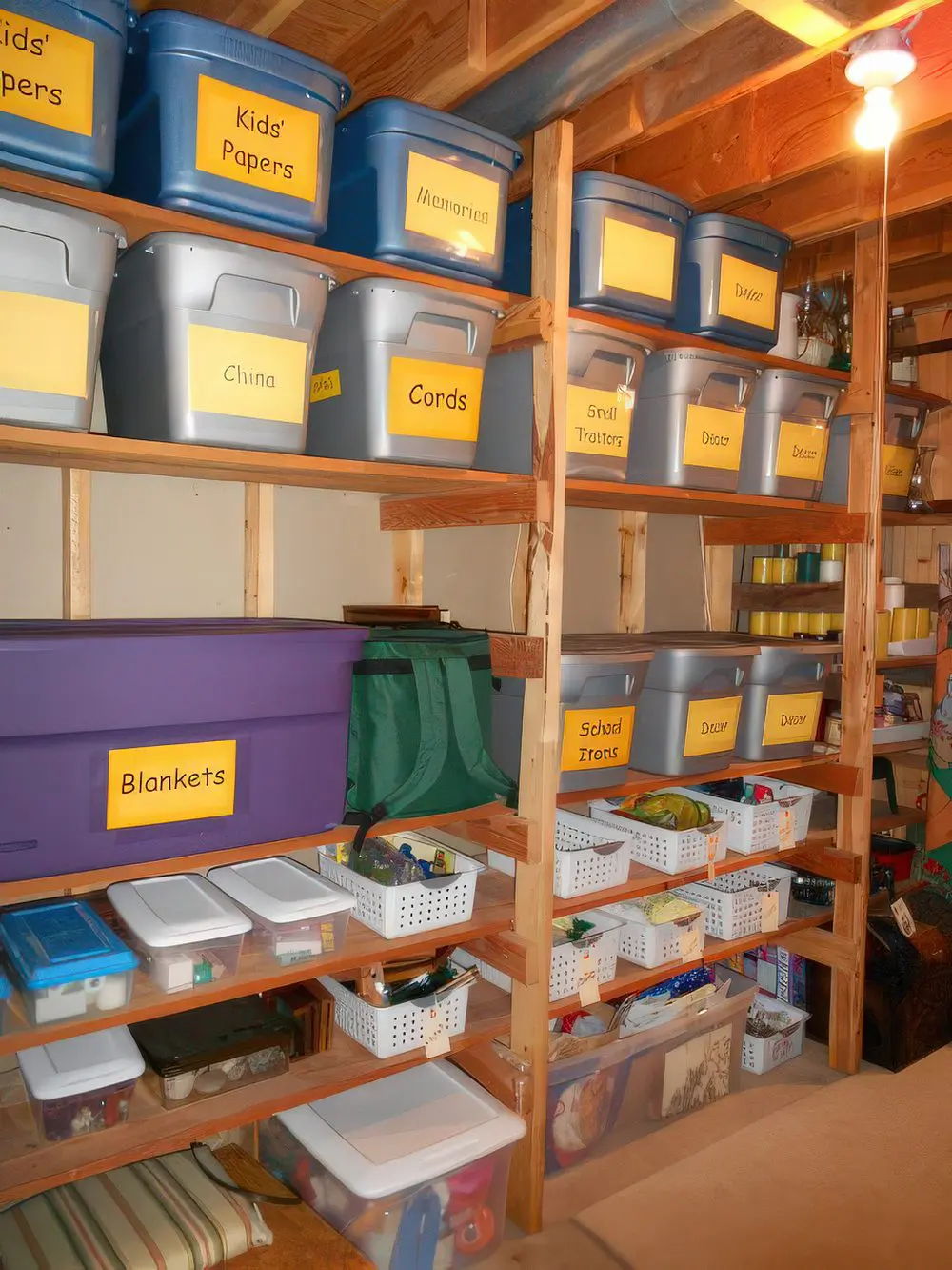 Bright Yellow Labels for Easy Identification of Storage Bins