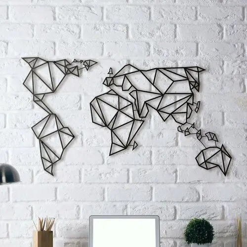 Geometric World Map Art Adds Modern Lines