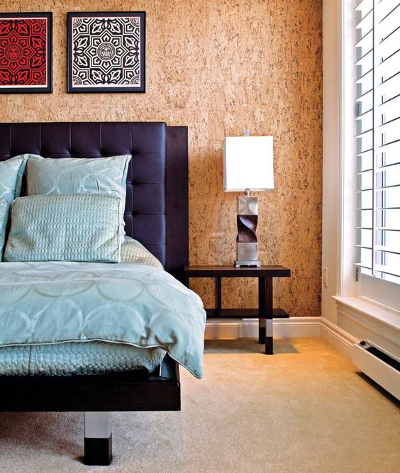 Cork Wall Panels Add Natural Texture Behind Your Bed