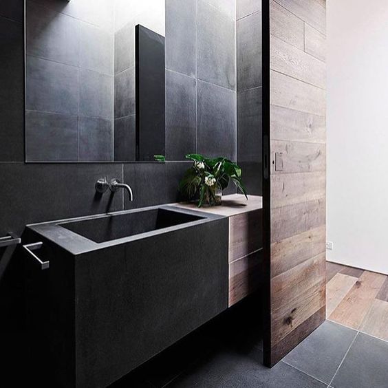 Contrast Matte Black with Warm Wood on Your Vanity