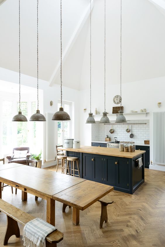 Industrial Pendant Lights Over Navy Island
