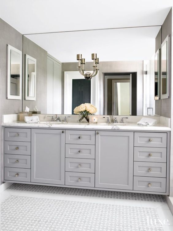 Framed Mirrors Add Symmetry Above a Double Vanity