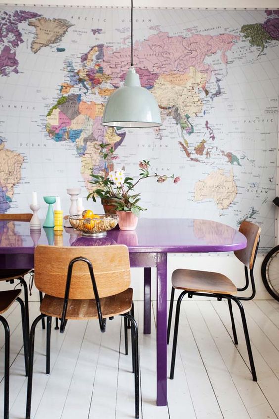 Anchor Your Dining Space With a Bold Map Mural