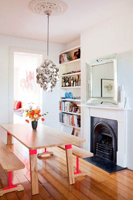 Give Wooden Table Legs a Neon Pink Pop