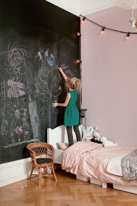 Chalkboard Wall Becomes A Giant Canvas For Creative Play