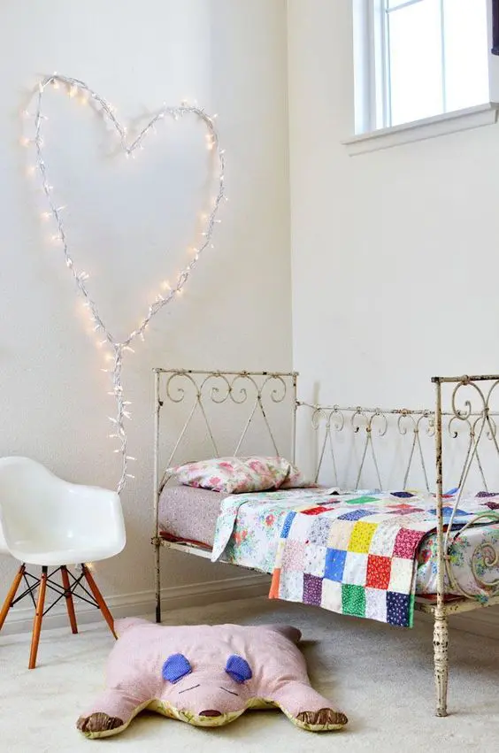 String Lights Shaped Into a Heart