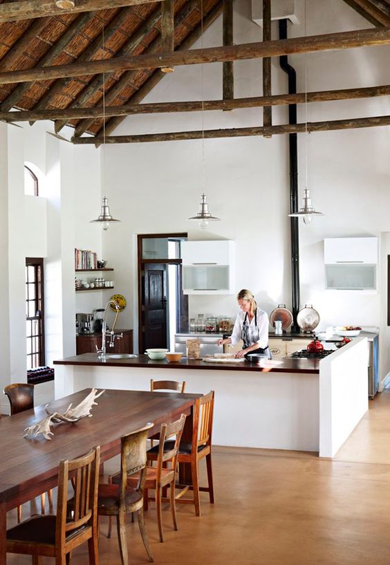 Exposed Beams for Rustic Kitchen Charm