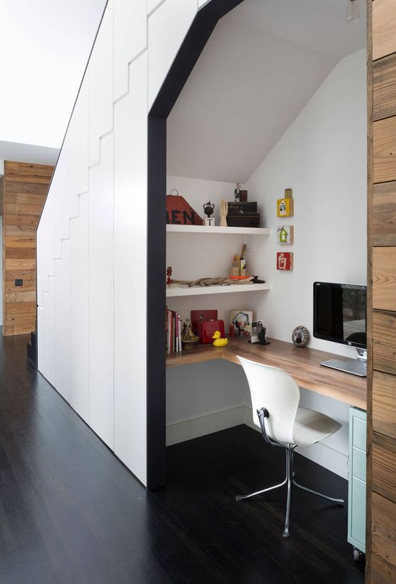 Utilize Under-Stair Space for a Compact Workspace