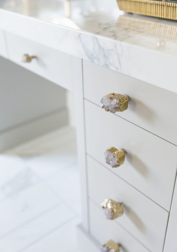 Geode Drawer Pulls Add Natural Sparkle to Furniture