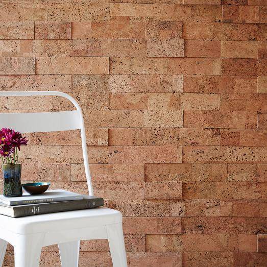 Stacked Cork Tiles Add Warmth Behind Furniture