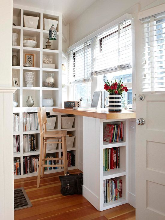 Maximize Storage with Built-in Shelving Around a Desk