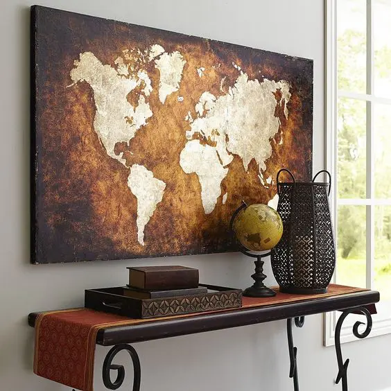 Ground Your Console Table With Textured Map Art