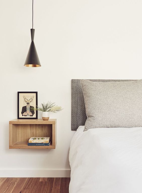 Floating Wooden Box Shelf For Minimalist Bedside Storage
