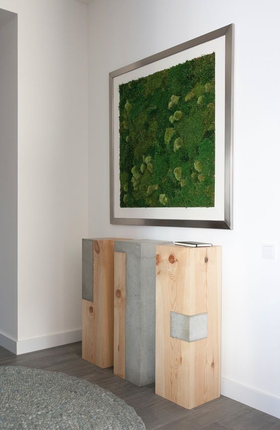 Plinth Pedestals Blend Wood and Concrete Textures