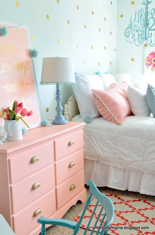 Pink Dresser With Gold Pulls Adds a Sweet Touch