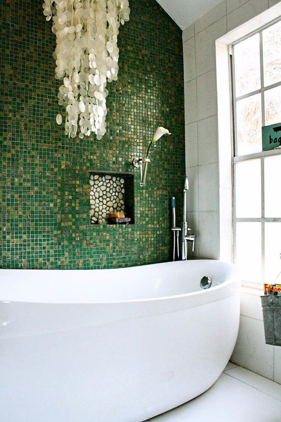 Recessed Niche With Pebbles Adds Natural Texture
