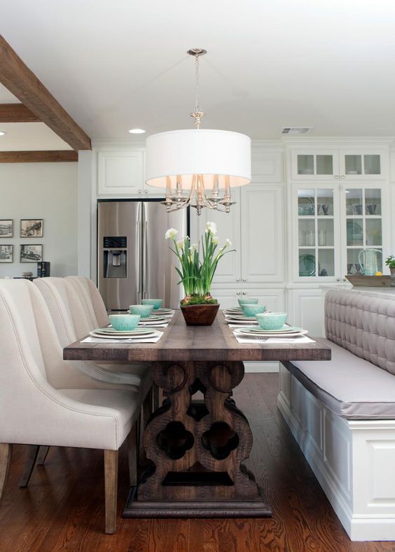 Ornate Dark Wood Trestle Table with Carved Details