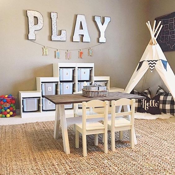 Step Shelving With Labeled Bins For Easy Toy Sorting