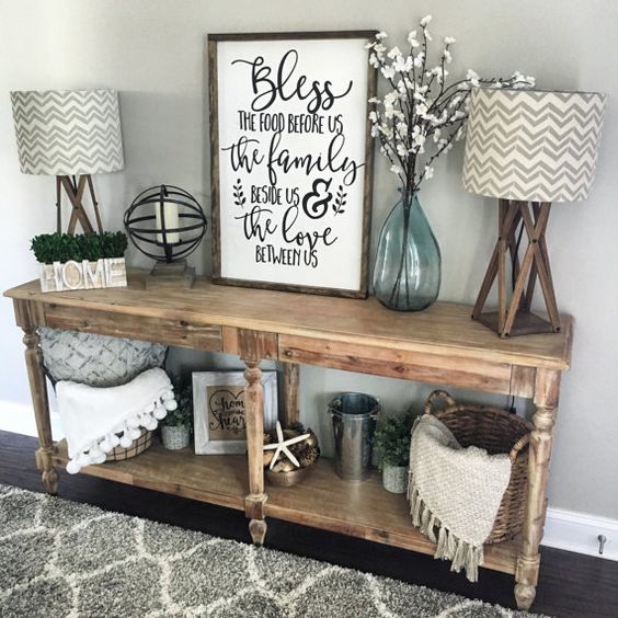 Incorporate Cozy Charm with a Farmhouse Sign and Floral Branches