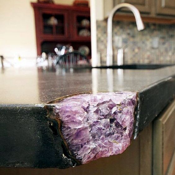 Amethyst Geode Edge Adds Natural Sparkle to Countertops