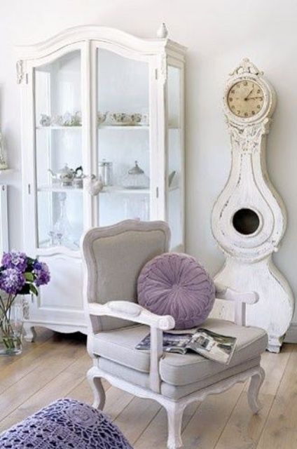 White Mora Clock Adds Ornate Charm to a Cozy Nook