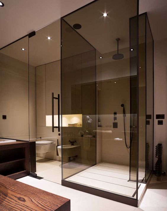 Frame Your Smoked Glass Shower Enclosure in Dark Metal
