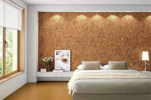 Cork Panels Add Natural Texture Behind Your Bed