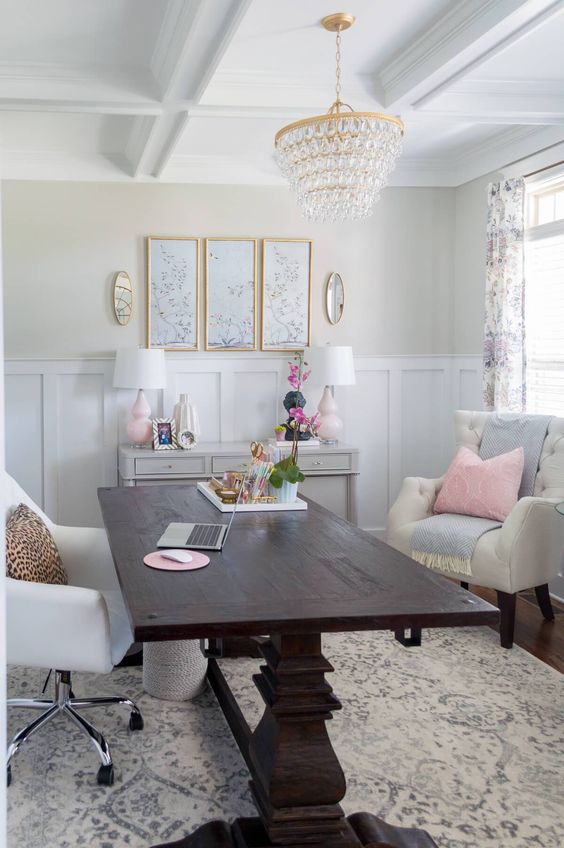 Triptych Artwork Adds Vertical Interest Above a Console