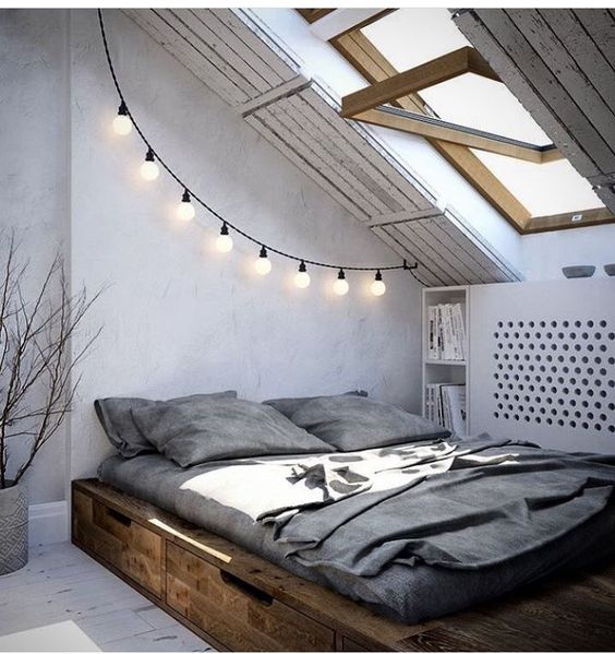 String Lights That Add Cozy Ambiance to Sloped Ceilings