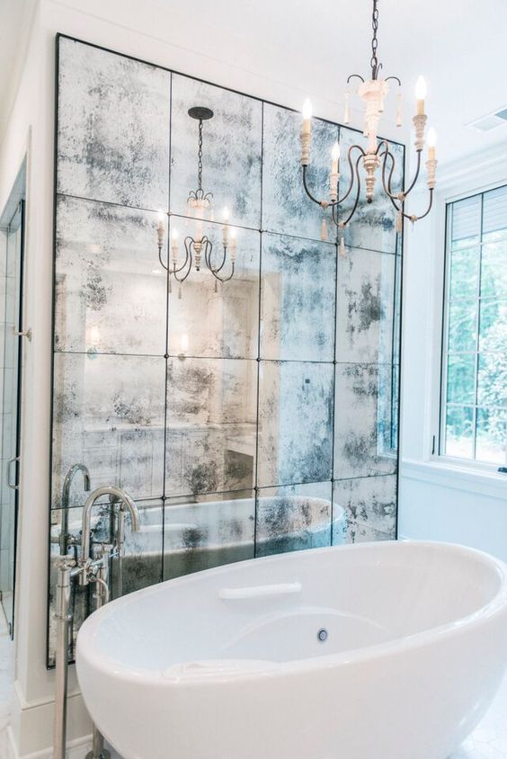 Antique Mirror Panels Create a Glamorous Focal Point