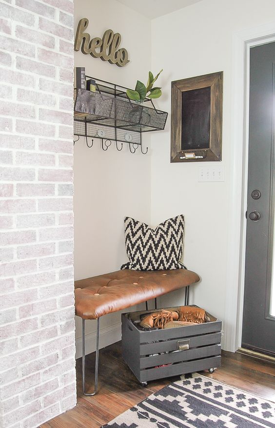 Wooden Crate with Wheels for Entryway Storage