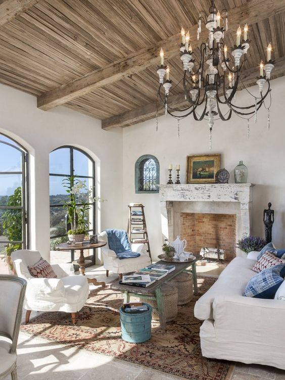 Distressed Green Bench Adds Rustic Charm to Living Area