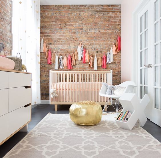 Gold Pouf Adds a Glamorous Touch to a Nursery