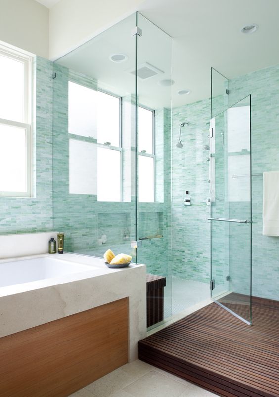 Wooden Decking Creates a Spa-Like Platform for Your Shower